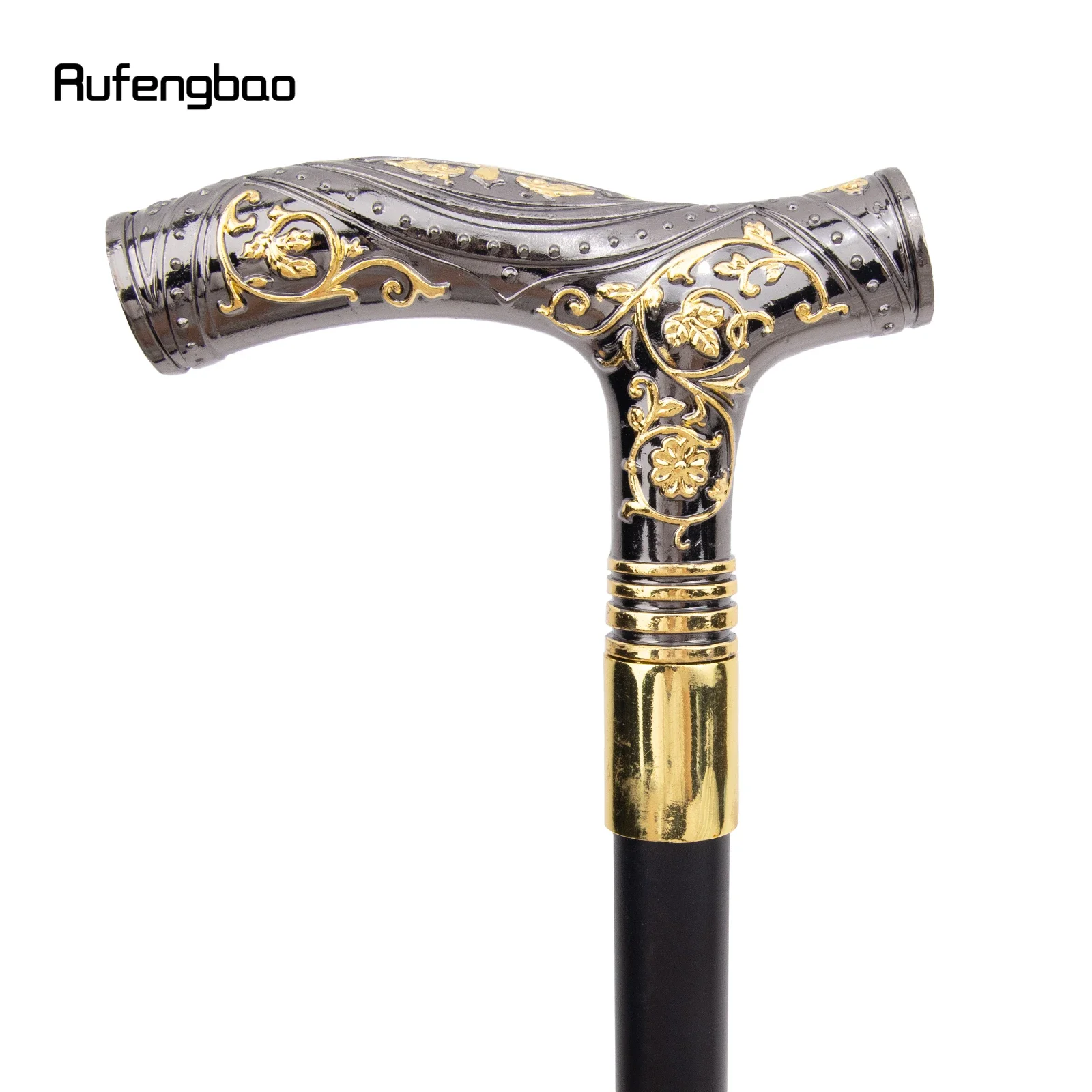 Golden สีดําหรูหราดอกไม้ Handle แฟชั่นคอสเพลย์เดิน Stick สําหรับตกแต่งเดิน Cane Elegant KNOB Crosier KNOB 94 ซม