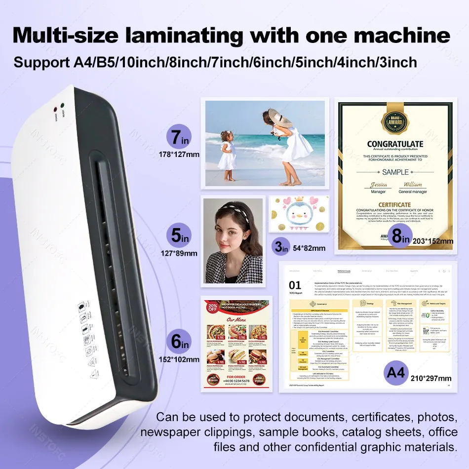 Laminator biurkowy SL289, format A4, laminowanie na gorąco i na zimno, system 2 rolki, maksymalna szerokość 9 cali dla formatów A4/A5/A6/4R/3R/2R