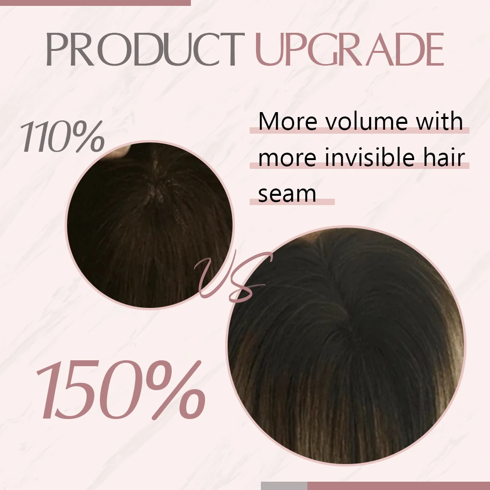 Ugeat Tóc Topper Con Người Tự Nhiên Tóc Vàng Nguyên Khối Căn Cứ 12X6Cm Nữ Toupee Vô Hình Tự Do Một Phần Tóc Trang Trí Đồ tóc