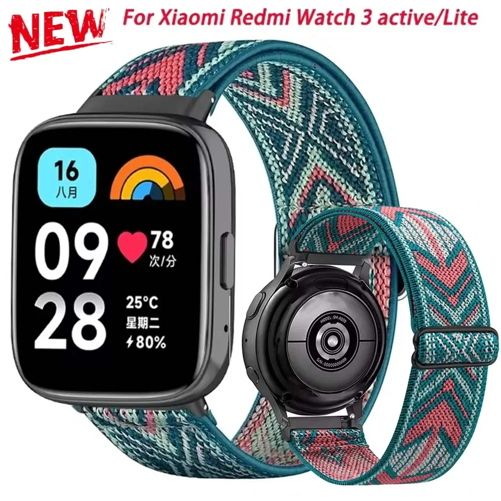 Nylon-Armband für Xiaomi Redmi Watch 3, aktiv/Lite-Band, elastisches Ersatz-Armband, Armband Correa für Samsung Galaxy Watch 4