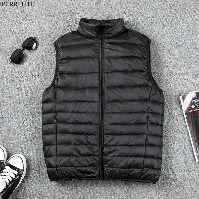 New Autumn Winter Men Duck Down Vest Coat Ultra Thin Lightweight Down Jacket Waistcoat Ultralight Sleeveless Puffer Vest Jacket
