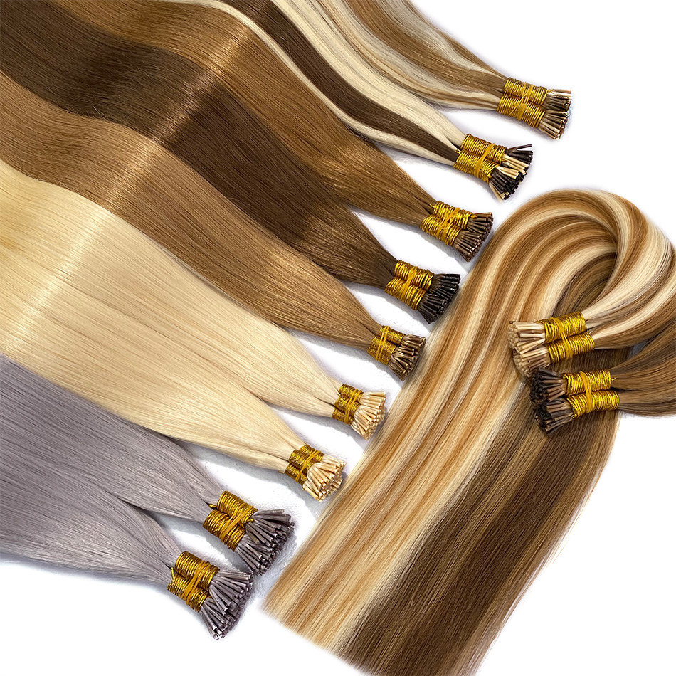 Extensiones De Cabello Itip De queratina virgen cruda, 100% humano Remy, Remy ruso, liso, con punta, Extensiones De cabello humano Natural