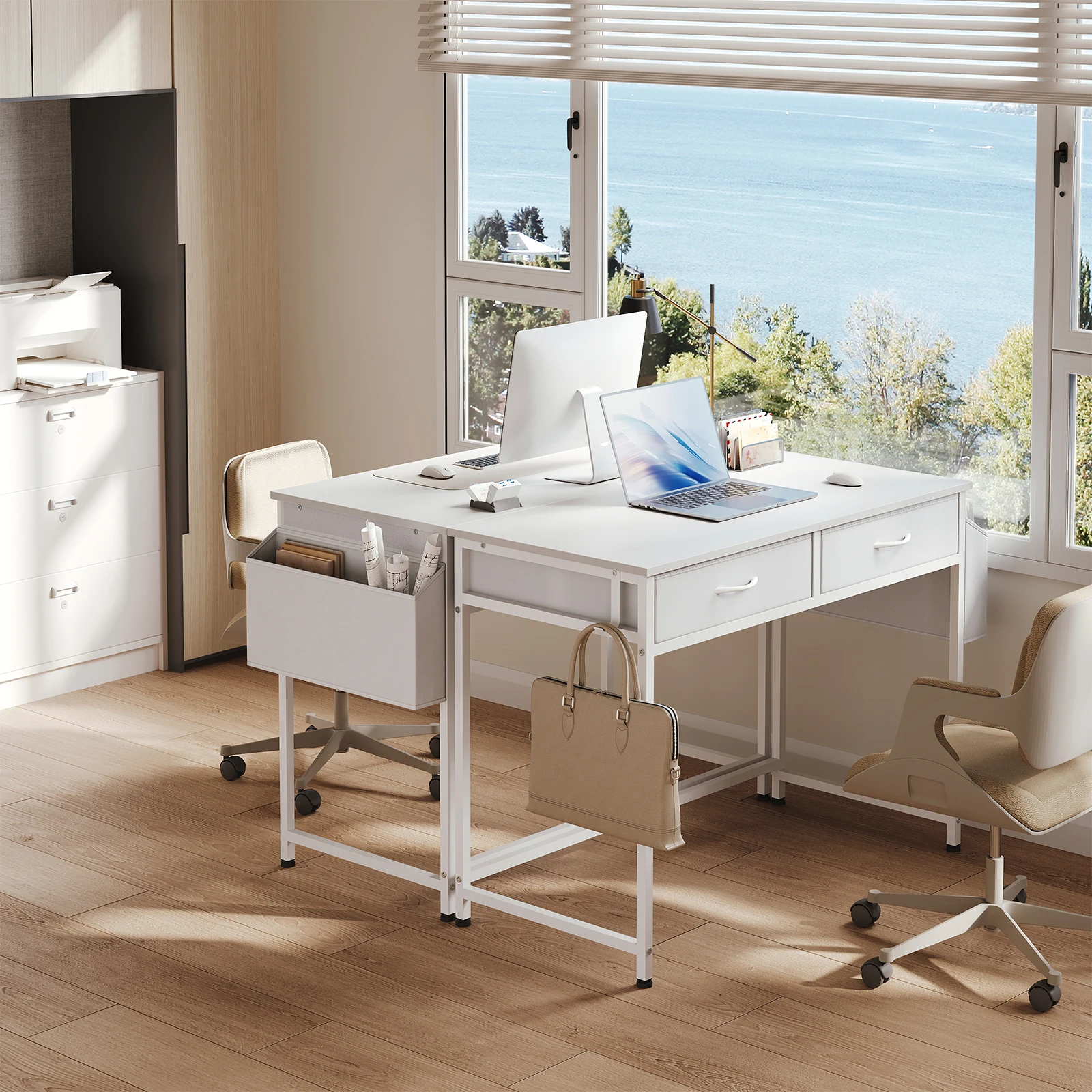 Tavolo da ufficio Tavolo per computer con supporto per cuffie Spazio di archiviazione Scrivania in piedi Gioco di apprendimento Scrivania da ufficio per l'arredamento della camera da letto dello studio