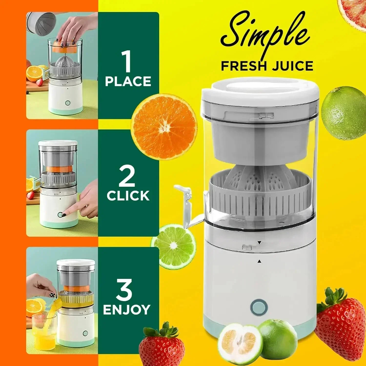 Electric Juicer Juice Cup Citrus Orange Lemon Squeezer USB Charging Kitchen Fruit Juicer Blender Fresh Separator Press Machine