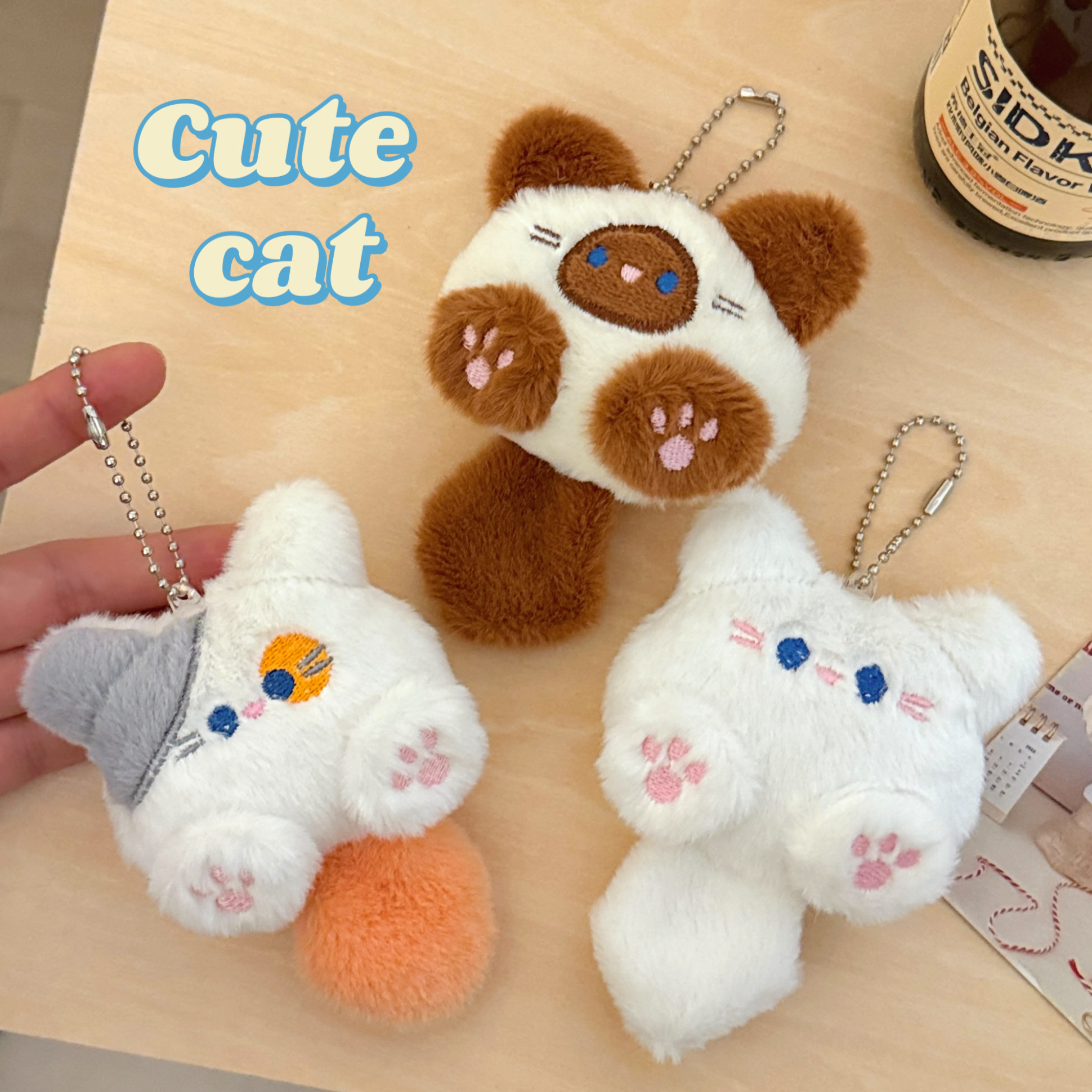 Cute Plush Kitten Doll Pendant Girl Backpack Doll Pendant Couple Bag Keychain Decoration Small Gift
