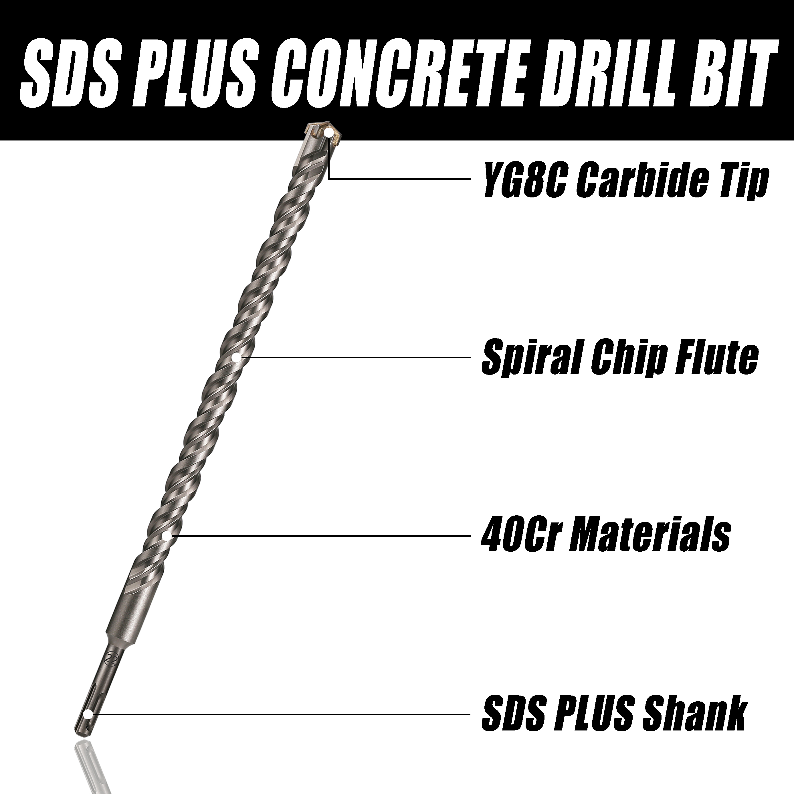 Extended Cross Electric Hammer Drill 110-500mm SDS Plus Through Wall Reinforced Concrete Hard Alloy Four Blade Impact Drill Bit