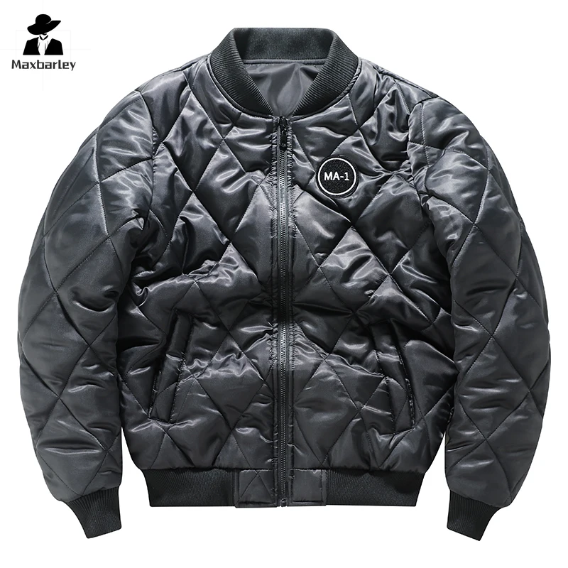 Vintage ma1 jaqueta de beisebol moda masculina engrossado quente acolchoado casaco inverno esqui dupla face usar terno voador casaco de algodão 7xl