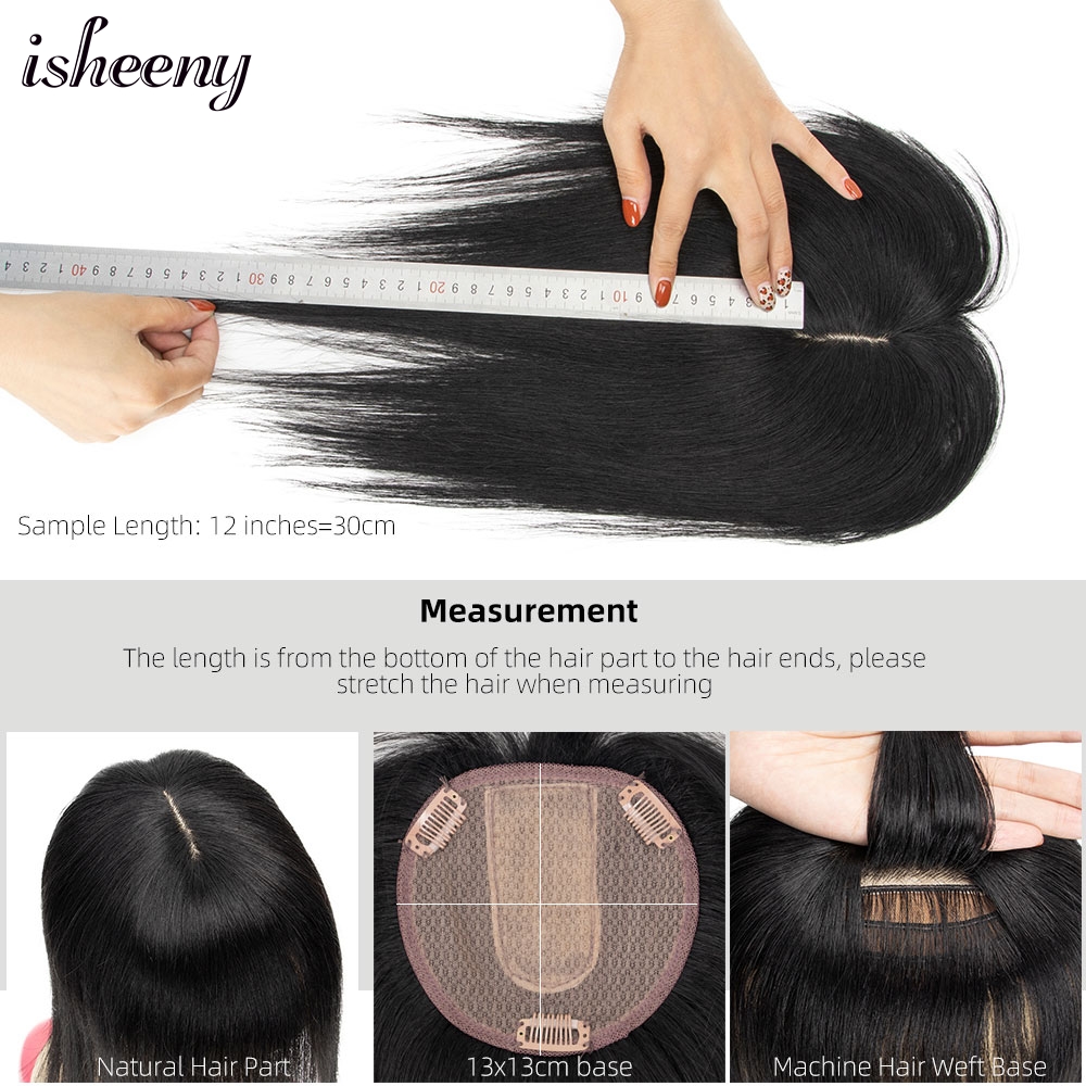 Isheeny 8" 10" 12" 14" 18" Mittelteil Echthaarteile Braune Farbe Damen Topper mit Pony 13x13cm Basis 100 % Echthaar
