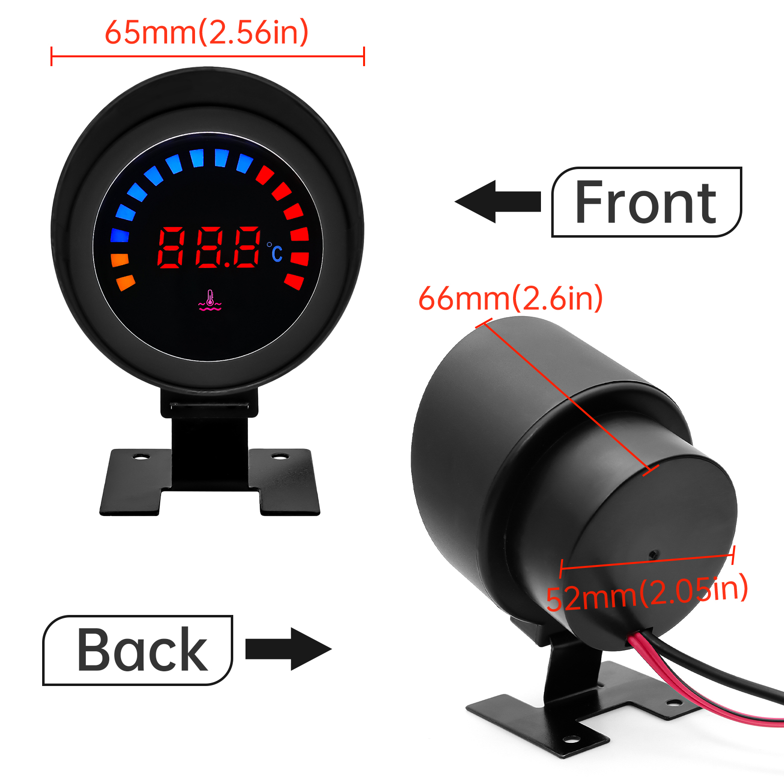車の水温計,LEDライト付きアダプター,レーシングカー用センサー,1,8 npt,10mm, 26〜34mm, 12 v,24v