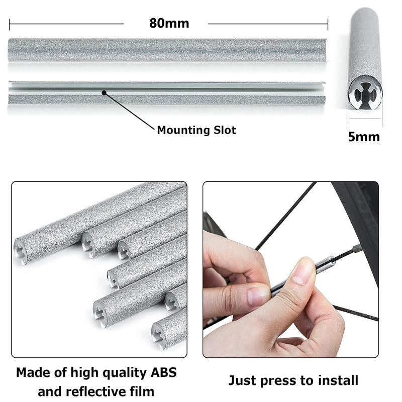 36/48/72/96 pièces 8cm réflecteurs de rayons ensemble de vélo étanche assemblage facile, conduite sûre la nuit réflecteurs