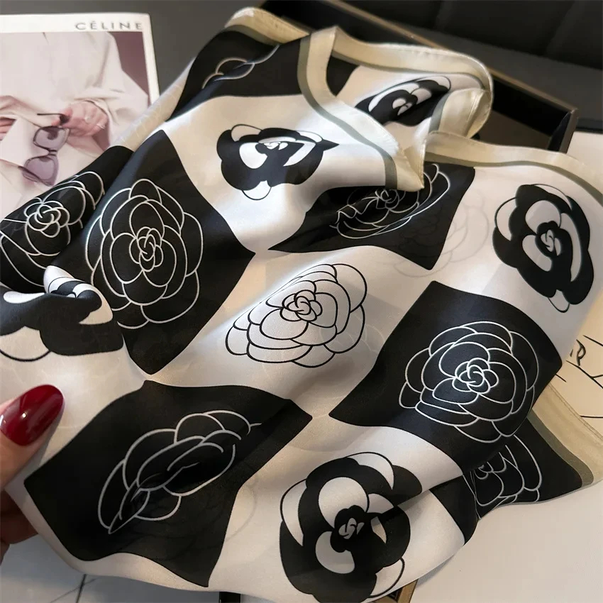 Lenços de seda de luxo lenço quadrado coreano moda lenço popular lenços de seda bandanna envolve cachecol decoração xale 70*70cm