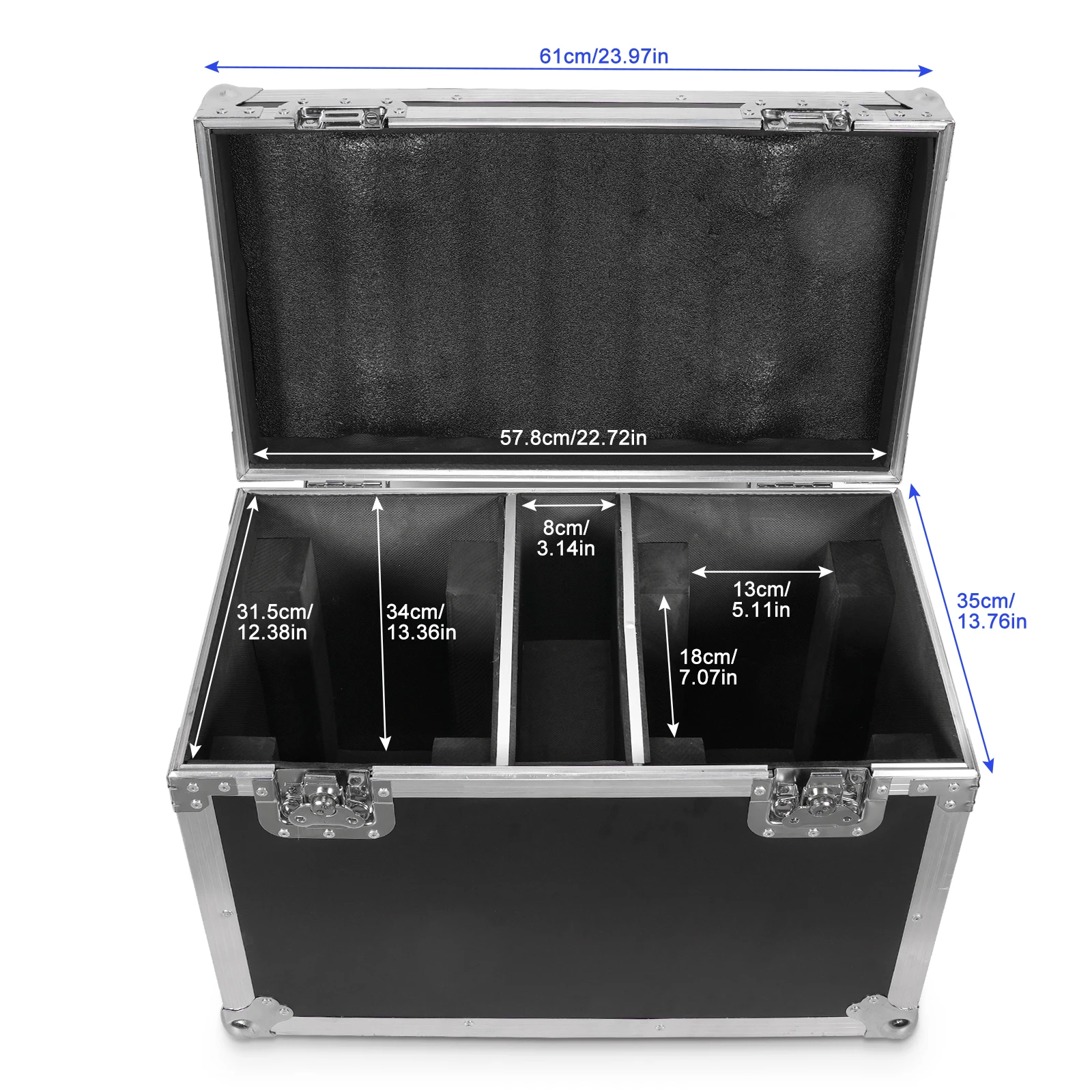 Fieryzeal Airline Case Heavy-duty Gator Case with Built in Wheels Handle for (2) 19x15W Moving Head Light Stage Light Flycase
