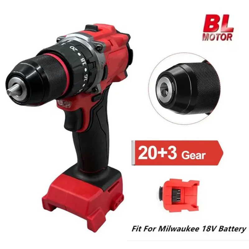 Para Milwaukee, taladro eléctrico sin escobillas con batería de 18V, 20 + 3 torsión, martillo de taladro de impacto inalámbrico, herramientas eléctricas multifuncionales
