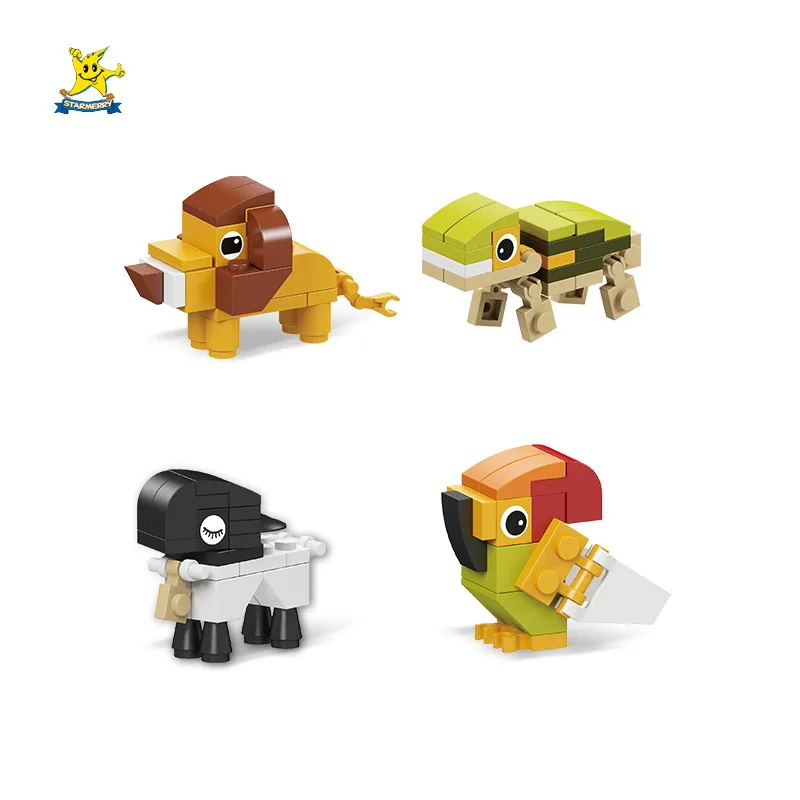 Bloques de construcción de animales 3D 12 en 1: juego de rompecabezas de madera DIY para juegos creativos de niños