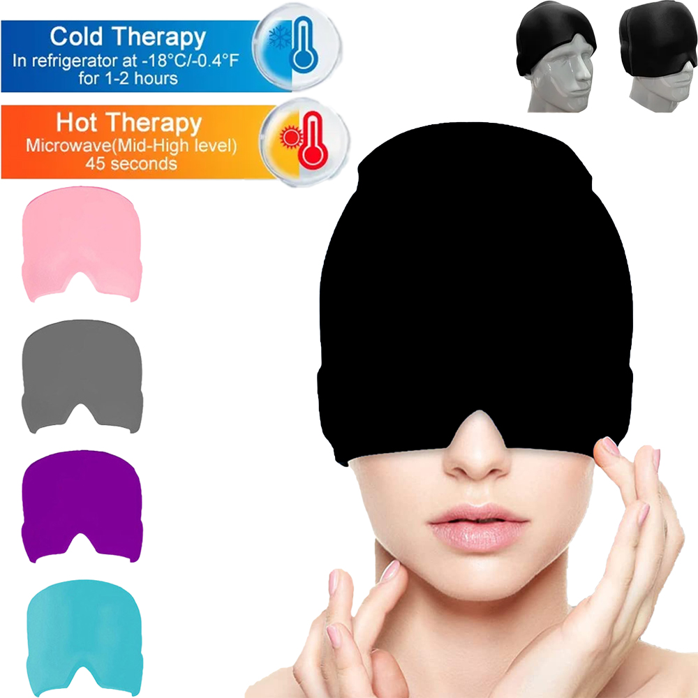 Gorro de Gel ajustado para aliviar el dolor de cabeza, gorro para aliviar la migraña, gorro de terapia de compresión fría, gorro de hielo, mascarilla para la cabeza, masaje de cabeza