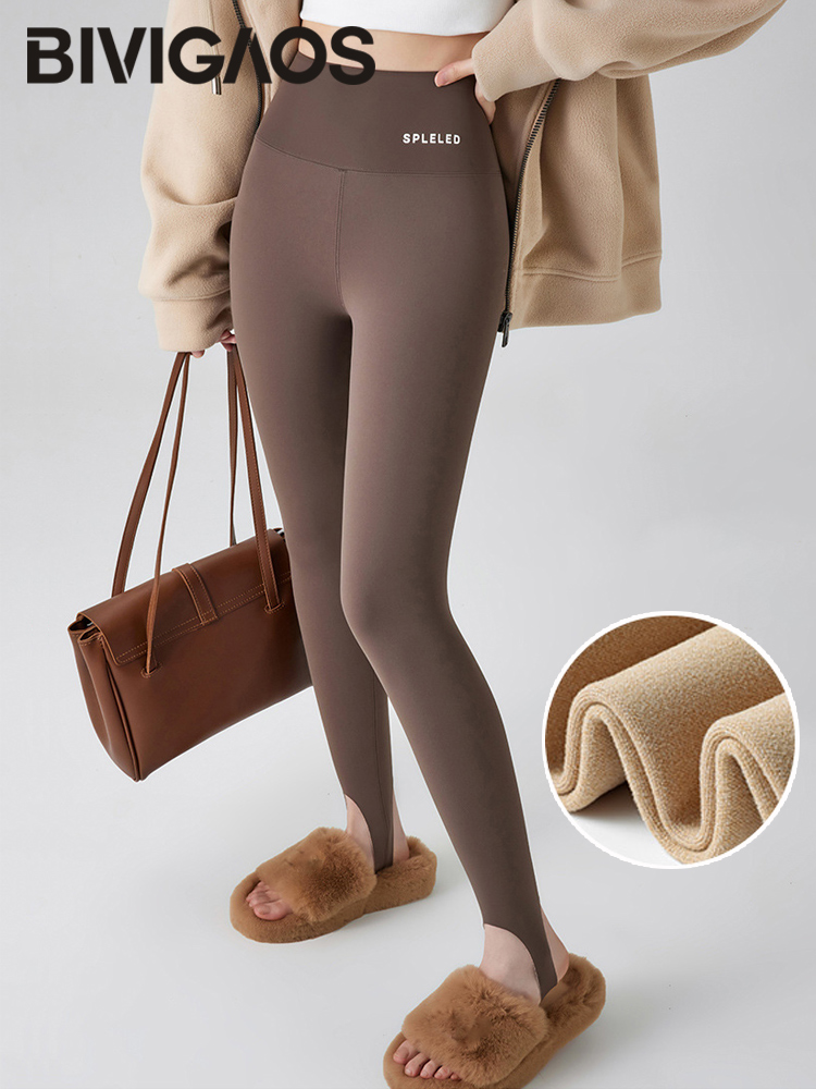 BIVIGAOS Otoño Invierno nuevo conejo polar botas gruesas Leggings mujeres pantalones de pie delgados Yoga Fitness deportes cálido tiburón Leggings