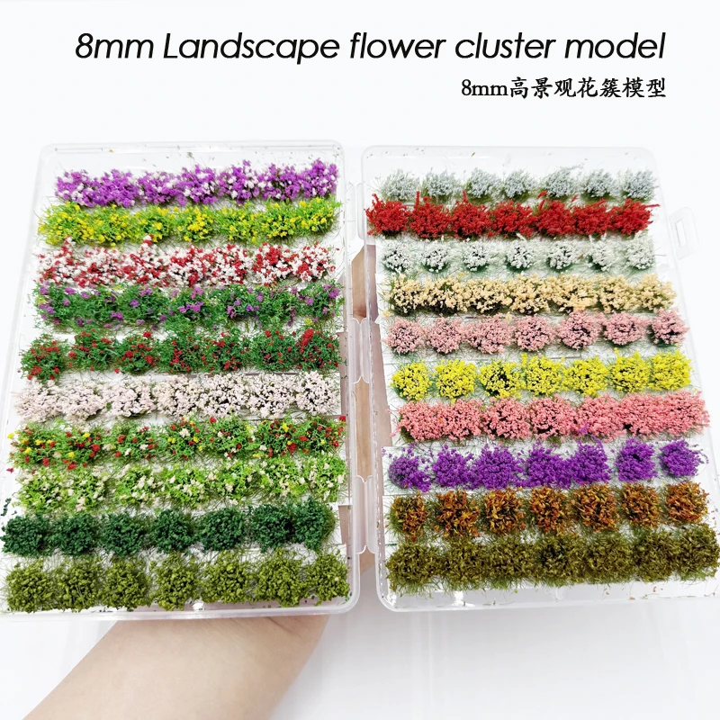 49 teile/schachtel 8mm Blume Cluster Modell Landschaft Garten Decor Statische Gras Landschaft Modell Gras Tuft DIY Gebäude Layout 15 farben