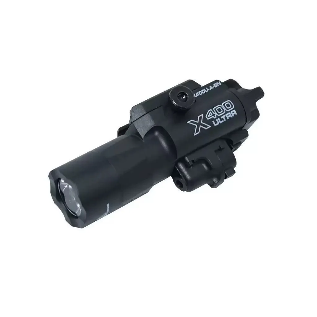Lampe de poche tactique deux-en-un X400U et pointeur laser |   Convient aux rails de 20 mm |   Pour pistolets Airsoft jouets, jeux de guerre CS de chasse |   Haute intensité