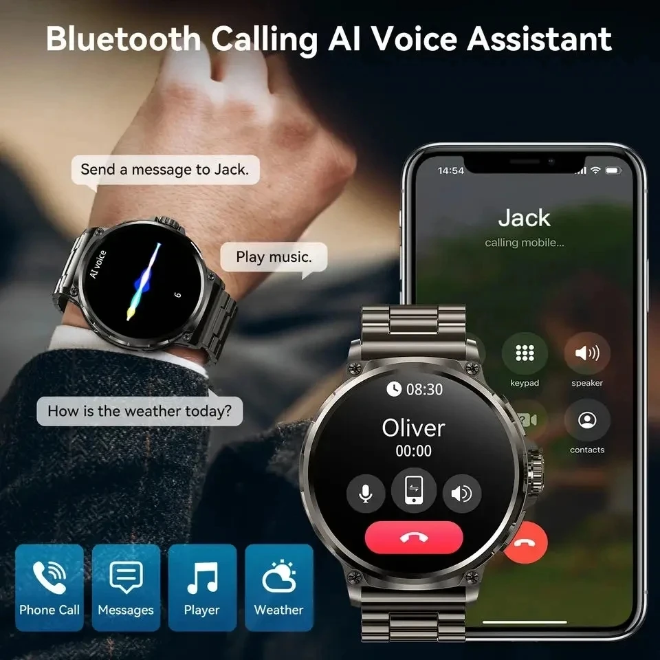 2024ใหม่1.85นิ้วHDบลูทูธสมาร์ทนาฬิกาผู้ชายกีฬาฟิตเนสTracker Heart Monitor 710MAh SmartwatchสําหรับXIAOMI Android