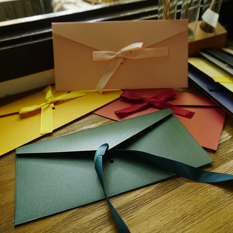 10 unids/lote de sobres de perlas con lazo Multicolor Vintage para sobres de letras, sobres de letras Kraft para tarjetas postales de regalo de invitación de boda