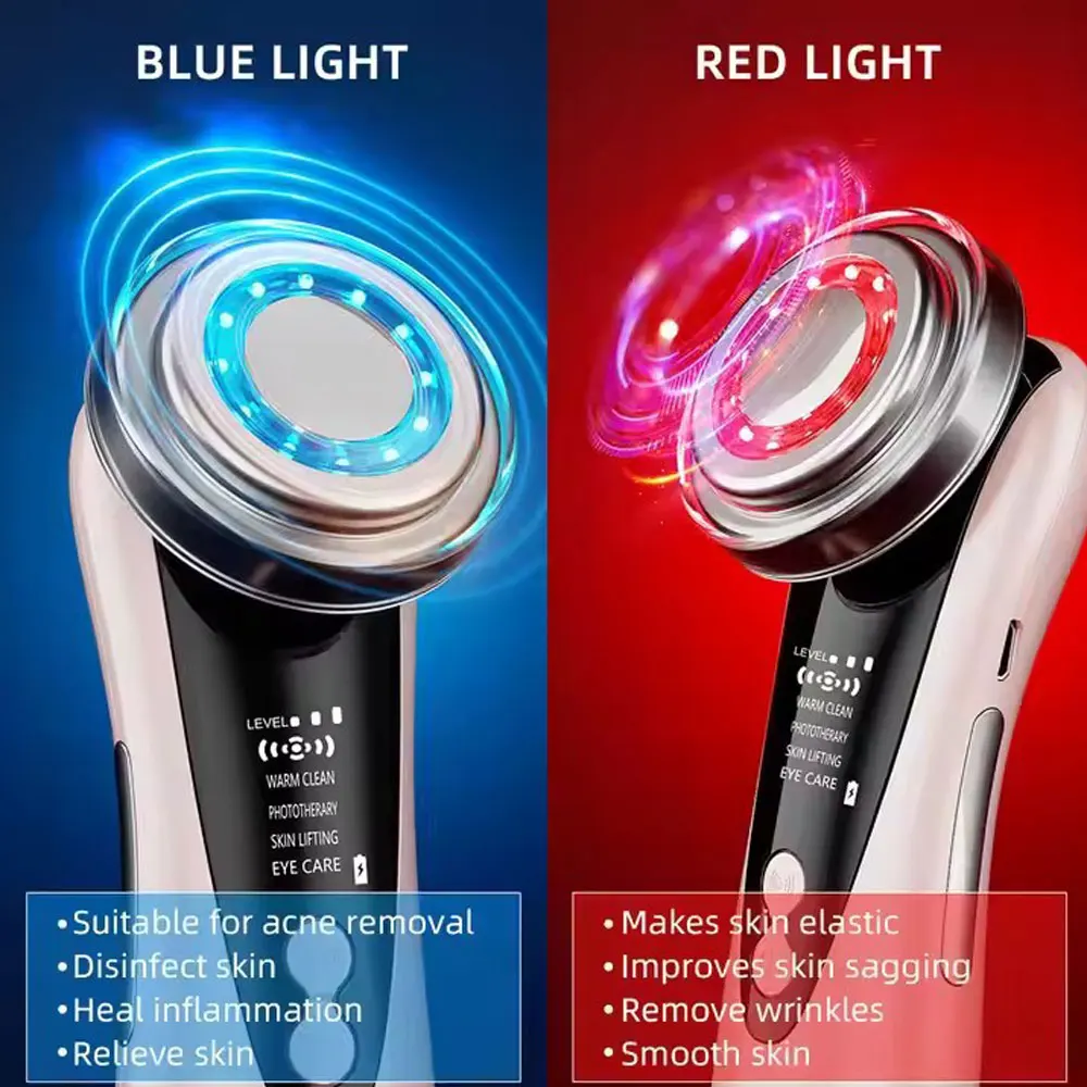 4 in 1 RF EMS 얼굴 마사지기 다기능 스킨케어 도구 얼굴 미용 기기 이중턱 제거 페이스 퍼밍 마사지기