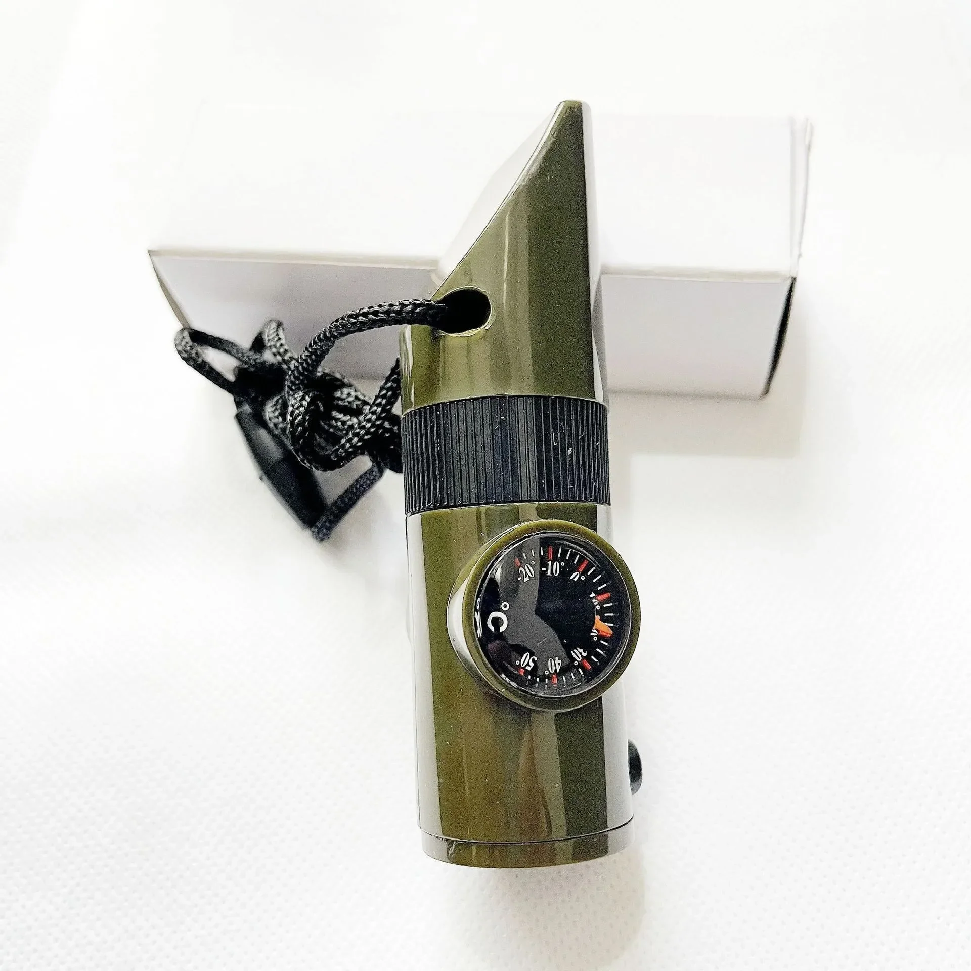 7 In 1 Jungle Survival Fluit Wandelen Fluit Kompas Spiegel Zaklamp Vergrootglas Led Licht Thermometer Opslag Kompas Tool