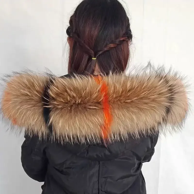 Nature Fur Collar Extra Large Raccoon Fur Collar Real Fur Hat Strip Down Jacket