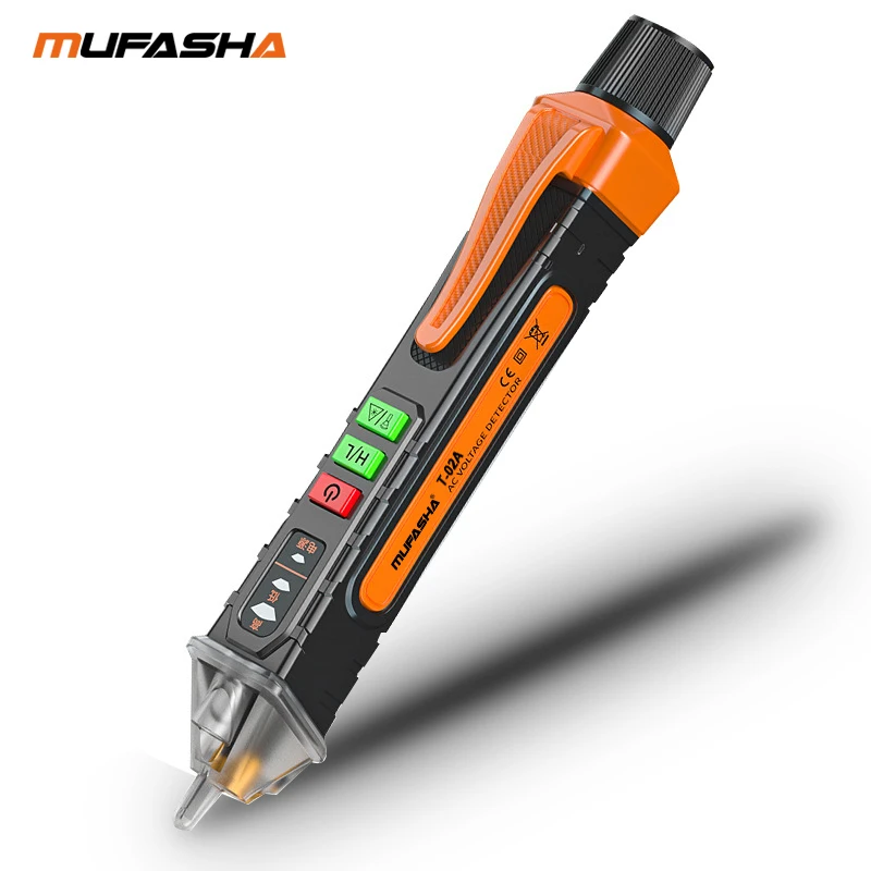 MUFASHA เครื่องตรวจจับแรงดันไฟฟ้าแบบไม่สัมผัสปากกาไฟฟ้าเครื่องทดสอบแรงดันไฟฟ้า AC สมาร์ท Breakpoint Finder 12-1000V