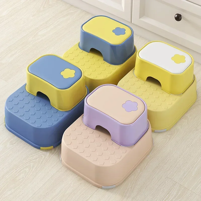 Children's Plastic Anti-slip Footstool Washstand Step Stool Bathroom Baby Seat Stool Children Furniture Step Stool Furniture