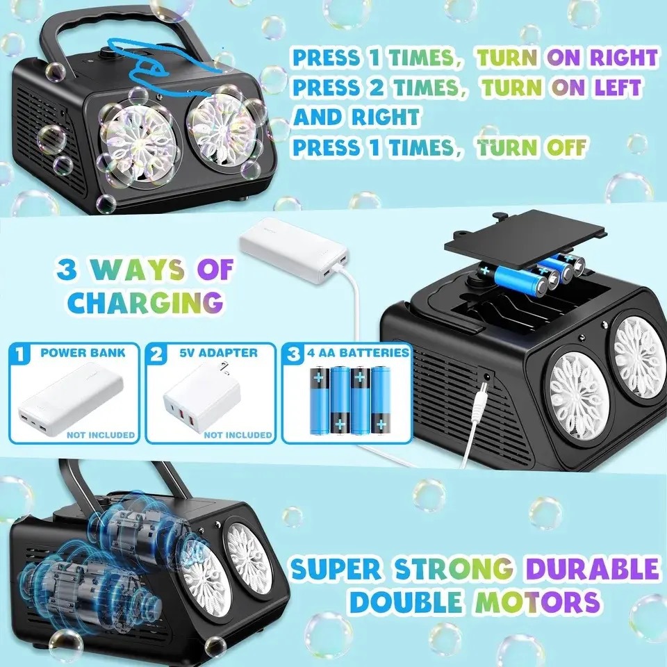 Electric Stage Bubble Machine Gift Handheld Multi hole Fully Automatic One Click Bubble Blowing Outdoor Toy