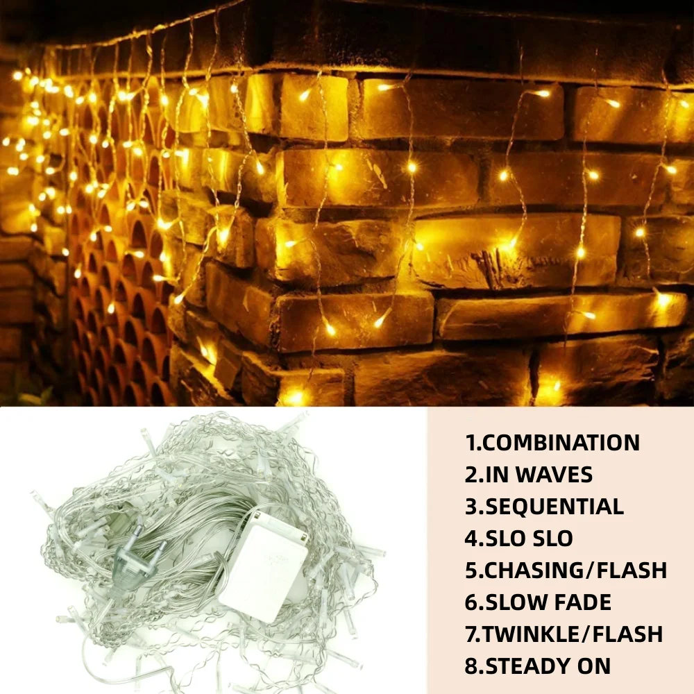 4M 96LEDs 220V ไฟประดับ, พวงดอกไม้ LED คริสต์มาส0.4-0.6m ไฟประดับตกแต่งกลางแจ้งถนน