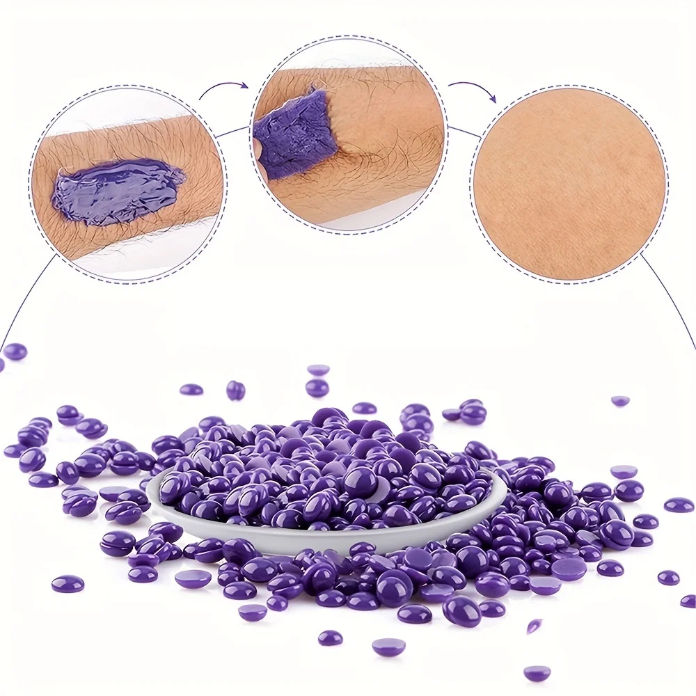 [Wtyczka EU] 200ml fioletowa maszyna do topienia wosku + zestaw fasoli woskowej 200g, podgrzewanie wosku, depilacja wosku i maszyna do terapii woskiem