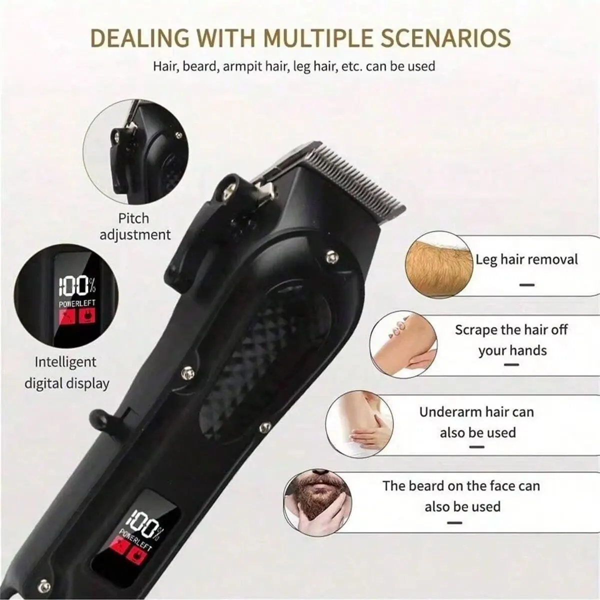 มืออาชีพ USB ชาร์จผม Clipper และเครื่องตัดหนวดเครา, ไร้สาย, ของขวัญที่เหมาะสําหรับผู้ชาย