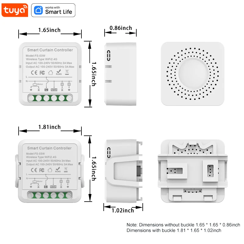 Módulo de interruptor de cortina inteligente Tuya WiFI Zigbee 3A para persiana enrollable Motor eléctrico sincronización trabajo por voz con Alexa Google Home