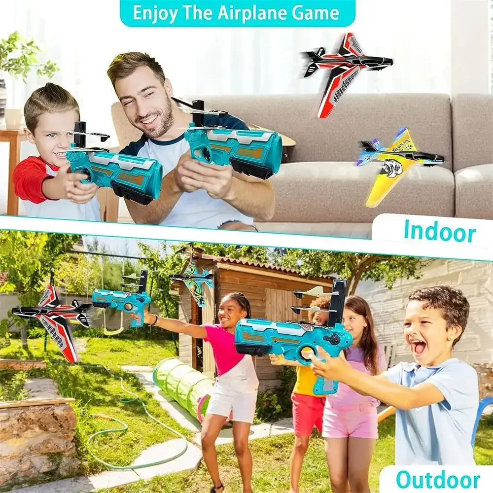 Schießen Luft Flugzeug Launcher Blase Katapult Kunststoff Flugzeug Spielzeug Schießen Spiel Outdoor Sport Spielzeug für Kinder Flugzeug Katapult Pistole