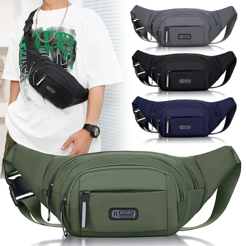 New Canvas Waistpack Mobile Waistbag Men's Sports Outdoor Running Anti Theft Ultra Thin Lightweight Compact Travel Essential
