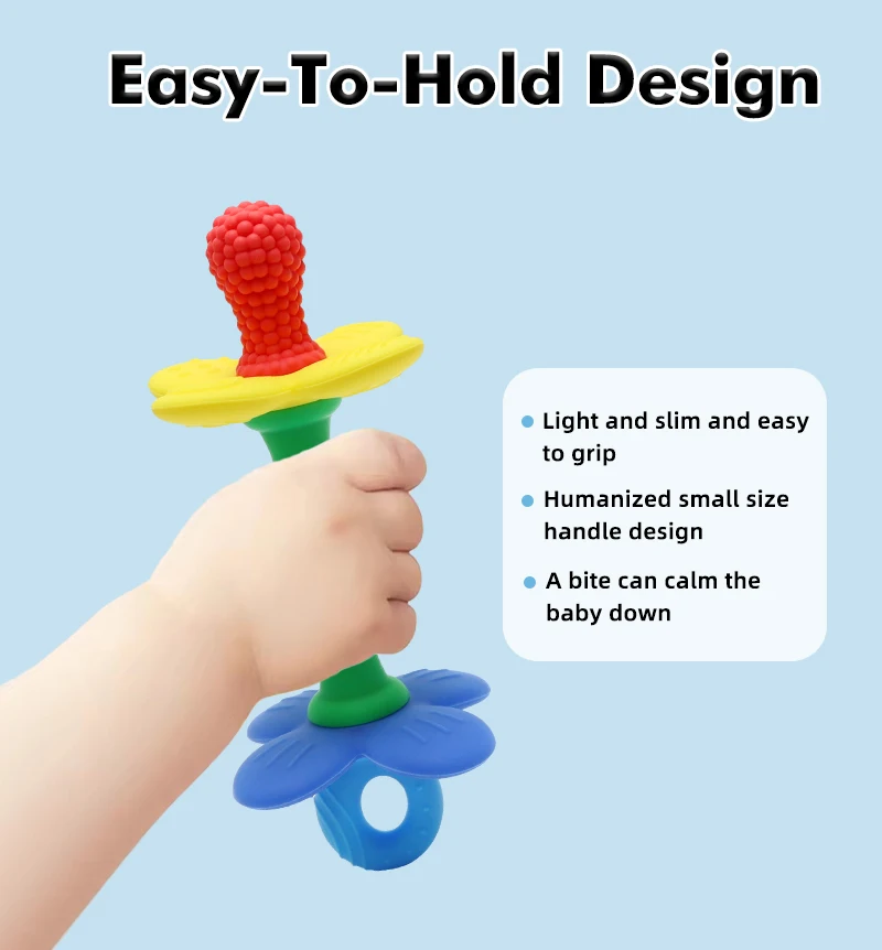 Neuer 2-in-1-Baby-Blumenbeißring aus Silikon – sicheres und weiches Kauspielzeug zur beruhigenden Zahnfleischkater, BPA-frei, einfach zu haltendes Zahnspielzeug