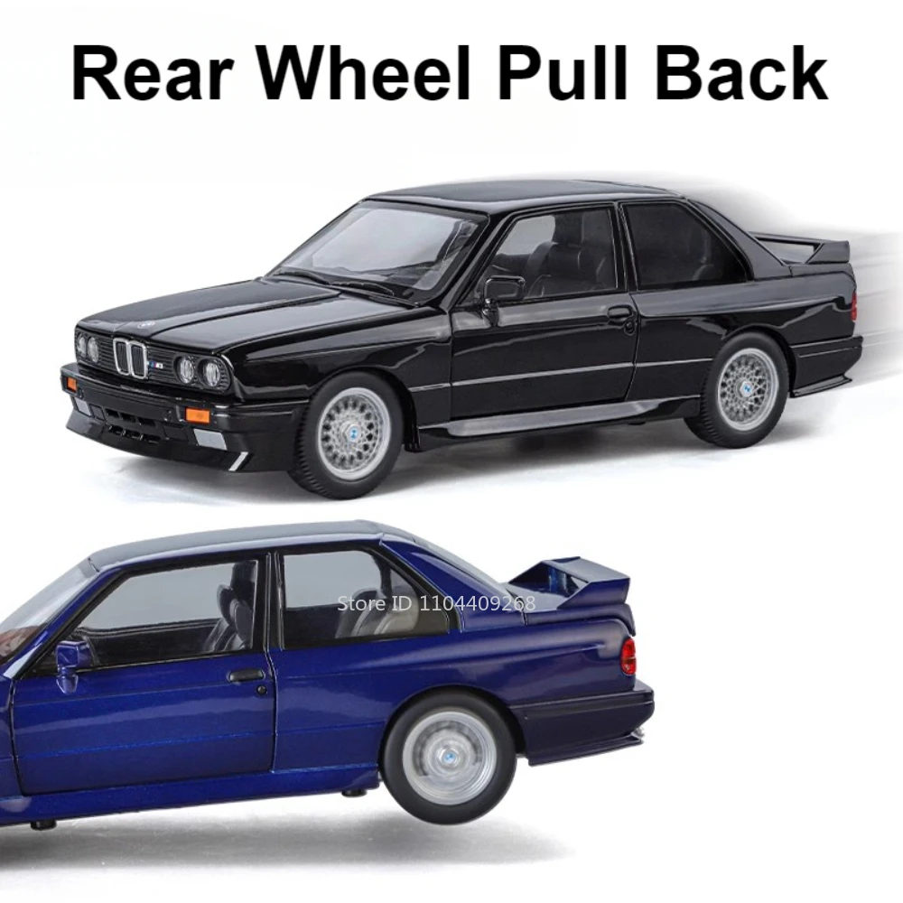 Skala 1:24 M3 M4 Model samochodu zabawkowego Alloy Diecast Gumowe opony Otwarte drzwi Miniaturowe światło Dźwięk Modele pojazdów Prezenty świąteczne dla dzieci
