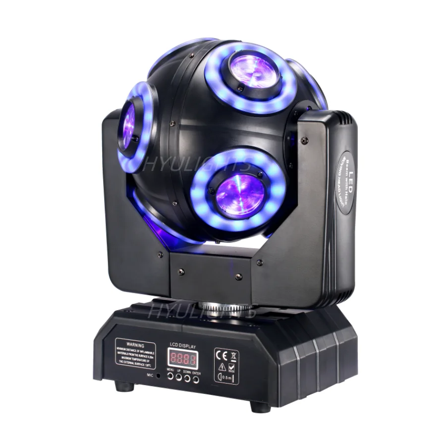 LED Moving Head 8x15W RGBW 4in1 mit Halo RGB 3in1Fußballlicht 360 °   Infinite Rotation Beam Strobe DJ Bar DMX 512 Bühneneffekt