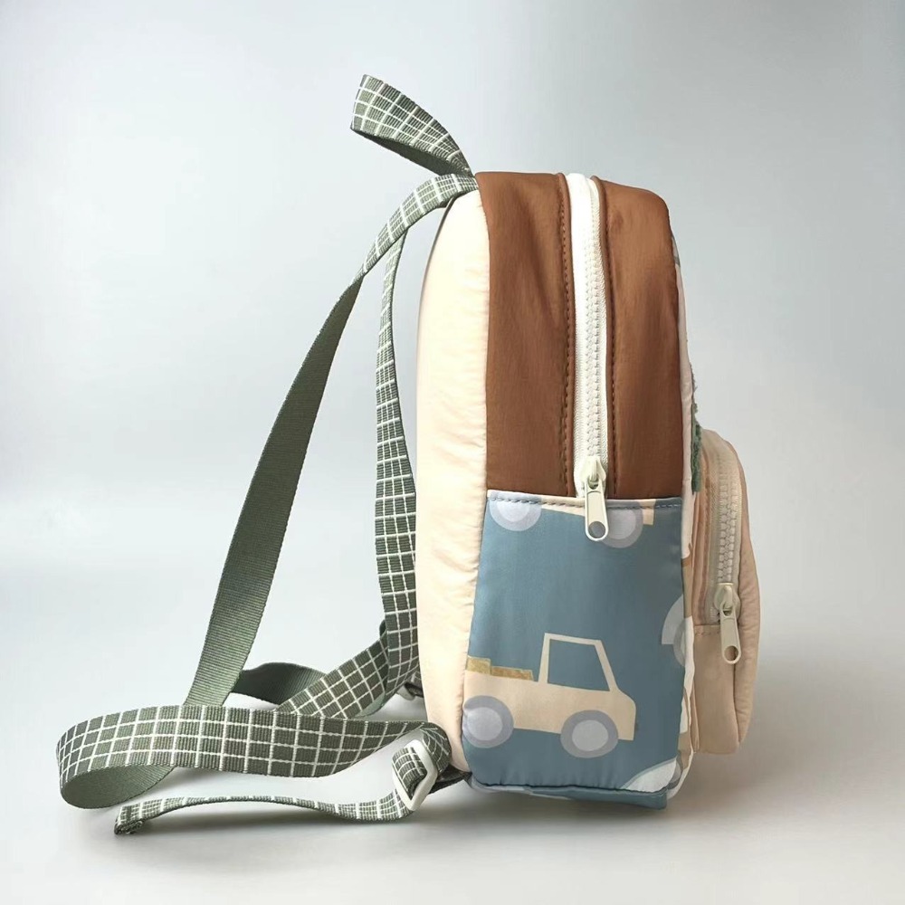 Cartoon Car Embroidery Children's School Backpack Kindergarten Multifunctional Students Schoolbag Lightweight Backpack