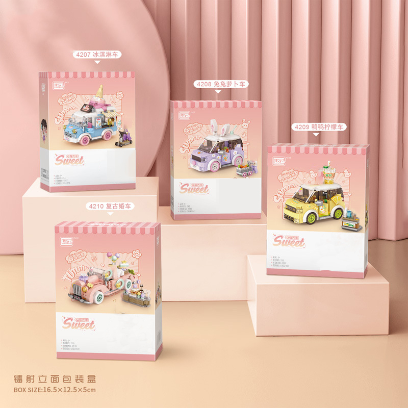 ビルディングブロックミニブロックシティシリーズフードトラックフルーツ/アイスクリームショップ DIY おもちゃの装飾子供のためのクリスマスギフト 4207-4210