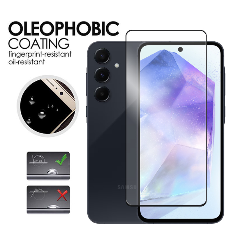 Para Samsung Galaxy A55 5G vidrio para Samsung A05s A05 A15 A25 A35 A55 vidrio templado 2.5D cubierta completa pegamento película protectora de pantalla