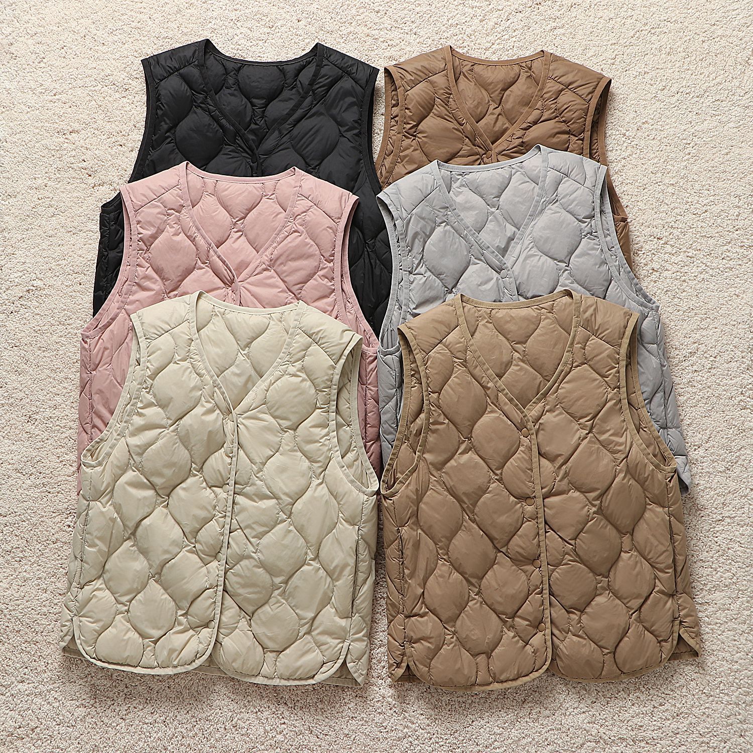 Colete feminino branco sem mangas com decote em v, colete quente, jaqueta leve, fino, grande tanque Parkas, casaco feminino, outono, inverno