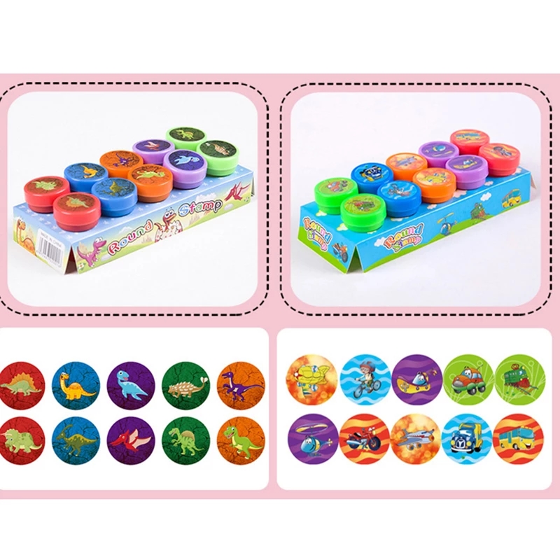 10pcs Assorted แสตมป์สําหรับเด็ก Self-Ink แสตมป์ของเล่นเด็กแสตมป์หน้ายิ้ม Seal Scrapbooking DIY ภาพวาด Photo Album Decor