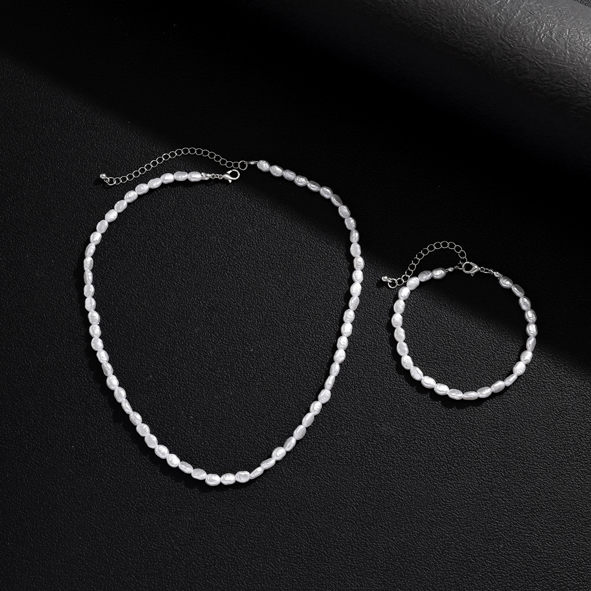 Colar de pérolas imitação irregular masculino, pulseira clássica artesanal, presente joalheria, moda