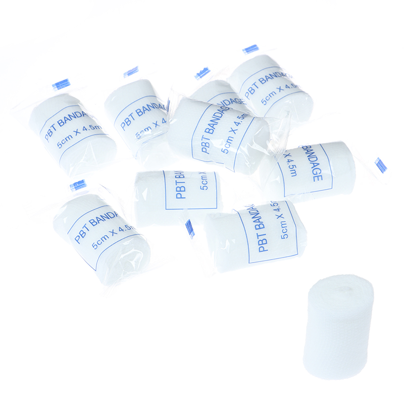 10 rolos/lote 5cm x 4.5m PBT Kit de primeiros socorros de bandagem elástica rolo de gaze curativo