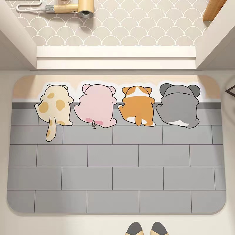 Cartoon Badezimmer weiche Kieselalgenschlamm-Bodenmatte, saugfähige Fußmatte für das Badezimmer, Toilettenspüle, Schlafzimmermatte, Teppich