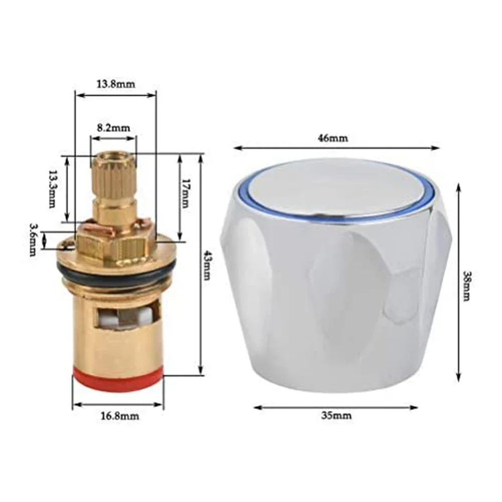 Hot Cold Faucet Tap Handle Knob Copper Valve Tap Heads Thread Basin Sink Washer Replacement For Bathroom Kitchen Taps