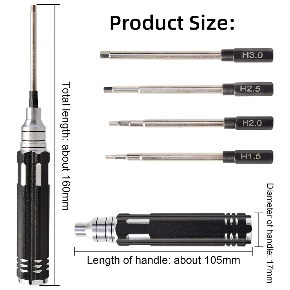 9IMOD RC Hex Driver Set 4-in-1 6-in-1 Hex Allen Screwdriver Kit 1.5mm 2.0mm 2.5mm 3.0mm RC Repair Tools for RC Helicopter Car