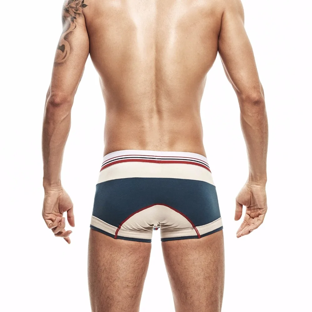 SEOBEAN-Herren-Boxershorts aus Baumwolle im Vintage-Stil, niedrige Unterwäsche, Patchwork-Boxershorts